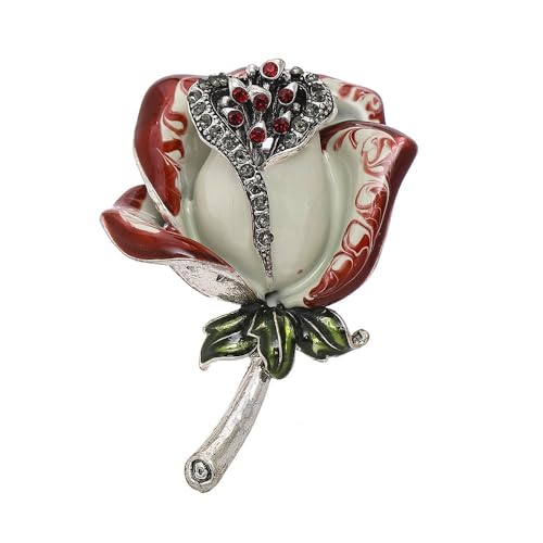 IMINI Emaille Blumen Brosche für Damen Zirkonia Rose Blumen Abzeichen Anstecknadeln Scraf Clip Anstecknadeln für Stoffkleid Tasche von IMINI