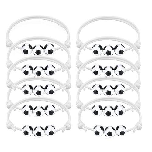 IMINI Fußball-Armband für Jungen und Mädchen, geflochtenes Armband, einfach, klassisch, schwarz, weiß, Acryl, verstellbare Kette, Fußkettchen, minimalistischer Sportschmuck, Geschenke für Tochter, von IMINI