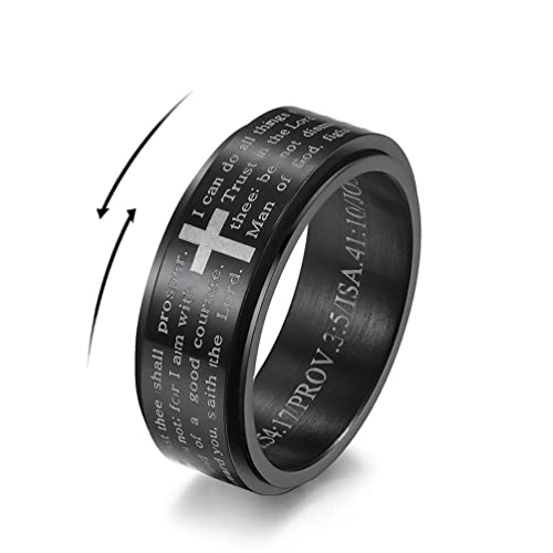 IMINI Inspirierende Bibelversen Christlicher Jesus Christus Lord Gebet Stressabbau Spinner Fidget Ring für Männer Frauen Angst Finger frei drehen Edelstahl Geburtstag Valentinstag Geschenke, Metall, von IMINI