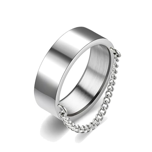 IMINI Kettengliederring aus Edelstahl, 8 mm, für Damen und Herren, hochglanzpolierte Bänder mit Quasten-Akzent, bequeme Passform, minimalistisch, personalisierbar, Schmuckgeschenke für Jubiläen und von IMINI