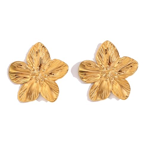 IMINI Kirschblüten Ohrringe für Frauen und Mädchen 18 Karat Vergoldeter Edelstahl Blumen Ohrstecker Modisches Statement Hochzeit Ohrschmuck von IMINI