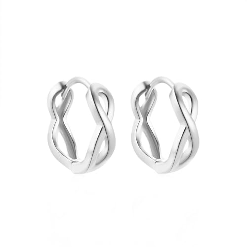 IMINI Minimalistische Infinity Kleine Creolen 925 Sterling Silber Ohrringe Endless Love Huggie Creolen Knorpelohrringe Hypoallergener Ohrschmuck (Silber) von IMINI