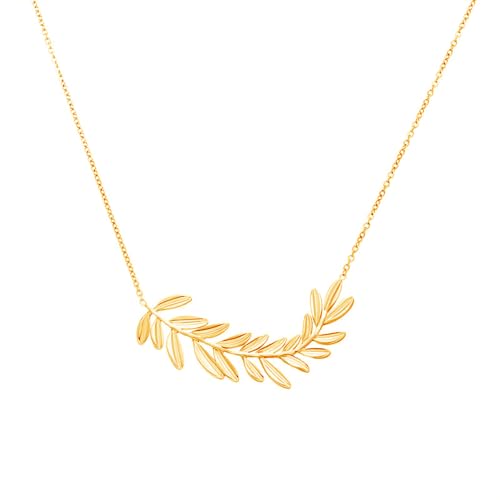 IMINI Oliven Blatt Halskette für Damen Mädchen Blatt Lorbeer Oliven Zweig Anhänger Halskette Edelstahl Verstellbare Zierliche Blatt Halskette Winziger BoHo Minimalistischer Schmuck Geschenk (Gold) von IMINI
