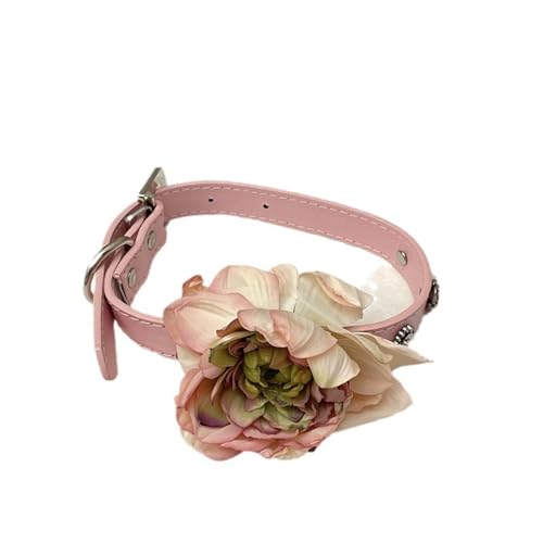 IMINI Pinke Rose Handgefertigter Choker PU Leder Zirkonia Gürtelhalskette Blume Gürtel Kragen Einstellbar Geschenk für Damen Mädchen Punk Mode Rose Kragen von IMINI
