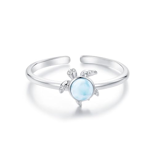 IMINI Schildkröte Sterling Silber Ring für Damen Mädchen Blauer Kristall Meerestiere Haustiere Offene Statement-Ringe Fingerband Ewigkeitsring Zierliche Schmuck Geschenke von IMINI