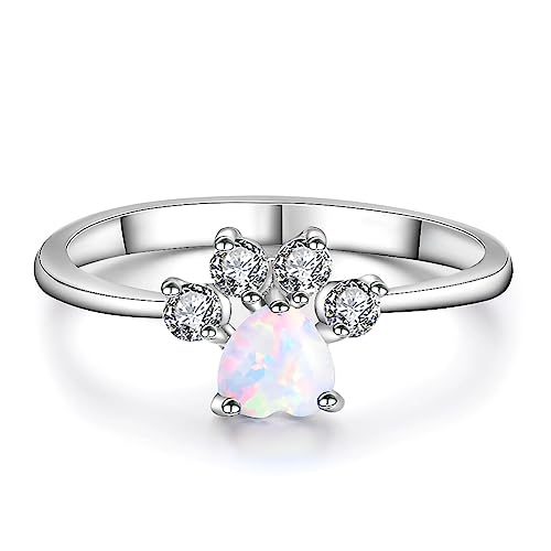 IMINI Hübscher Zirkonia-Stapelring mit Pfotenabdruck, modisch, Herz, Opal, Welpe, Hund, Katze, Statement-Ring, Kristall, Tierversprechen, Ewigkeit, Verlobungsring, Schwanz, Fingerband, Schmuck, von IMINI