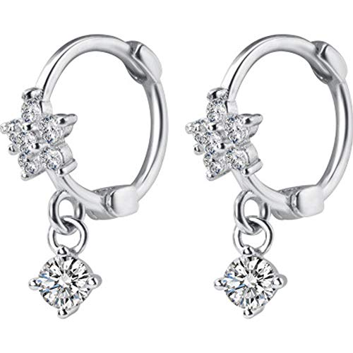 CZ Dangle Drop Huggie Hoop Ohrringe für Frauen Teen Mädchen 925 Sterling Silber Charms Tiny Strass Gänseblümchen Blume Scharnier Kleiner Knorpel Stud Tragus Zierliche Mode Schmuck Hypoallergen von IMINI