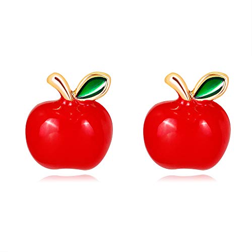 Kleine Apfel-Ohrstecker, süße Frucht, rote Emaille, Statement-Ohrstecker, Modeschmuck, Geschenke für Frauen und Mädchen, Heiligabend, Weihnachten, Metall, Neu von IMINI