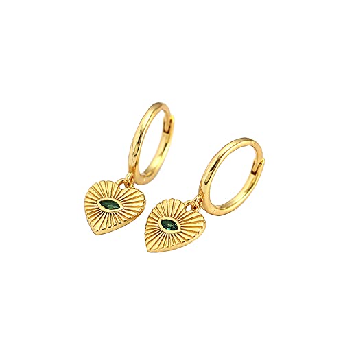 Kleine Creolen mit Herz und bösen Blicken, für Frauen und Mädchen, 925er Sterlingsilber, grüne Zirkonia, Augen, Charms, baumelnd, Huggie-Hoops, Knorpel-Manschette, hypoallergen, Ohrringe, Geschenke, von IMINI