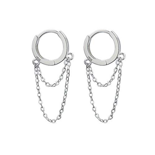 Quaste Kette Drop Dangle Kleine Creolen für Frauen Mädchen Männer 925 Sterling Silber Huggie Helix Knorpel Tragus Daith Piercing Cuff Minimalistisch Mode Personalisierter Punk Schmuck von IMINI