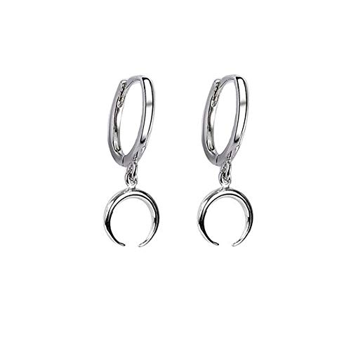 Tiny Moon Dangle Hoop Ohrringe für Frauen Mädchen Teens S925 Sterling Silber Charms Hoops Crescent Halbmond Horn Drop Tiny Cuff Cartilage Helix Minimalistisch Poliert Ohrringe Modeschmuck, Mit von IMINI