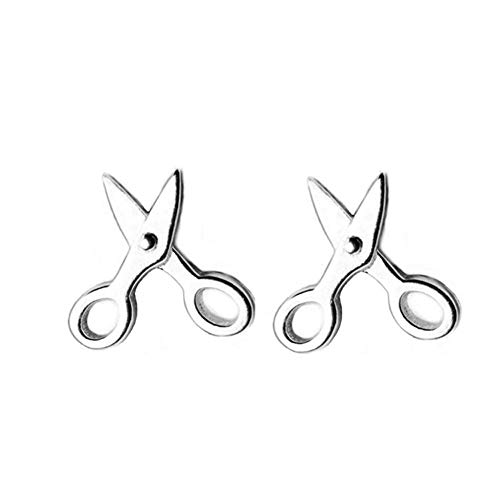 Kleine einzigartige Ohrstecker für Damen, Teenager, Mädchen, Jungen, 925 Sterlingsilber, niedliche Schere mit kleiner Schere, Sicherheitsnadel, hypoallergen, personalisierbar, Unisex, Geschenk für von IMINI