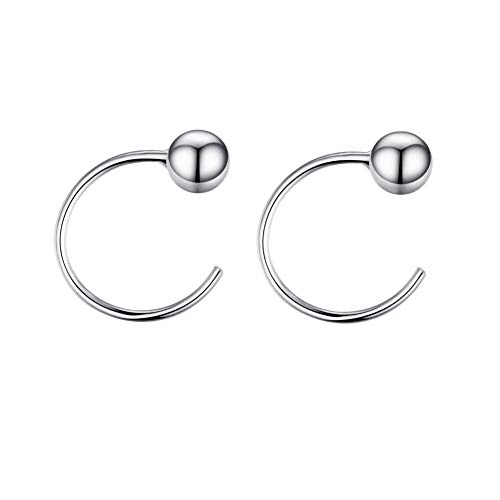 Kleine halbe Kreolen Huggie Ohrstecker für Knorpelläppchen Damen Mädchen Sterling Silber Manschette Wrap Hypoallergen 4 mm Kugel von IMINI
