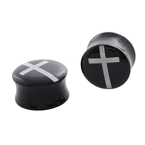 Kreuz Acryl Ohrstöpsel Flesh Tunnels Messgeräte Double Flared Expander Stretcher Body Piercing Schmuck Plug Mode Minimalistische Geschenke für Frauen Mädchen Männer Glaube Christian Xmas, 58(16mm), von IMINI