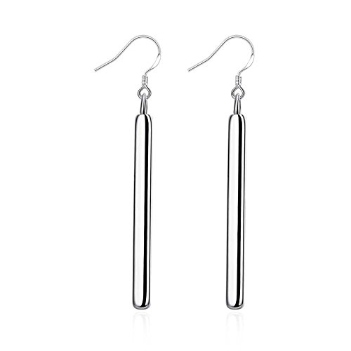 Minimalistische mit 925 Sterling Silber Versilbert Lange Stangen-Ohrhänger für Frauen Eleganter Haken Hypoallergen Modisch Einfach, Geometrischer Schmuck für Geburtstag Bff Mutter von IMINI