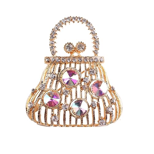 Mode Handtasche geformt Revers Brosche Pin Zirkonia Strass Pins Clip Pullover Schals Kleid Anzug Abzeichen Broschen Pins für Frauen Mädchen Niedlich Schmuck Geschenke Geburtstag, Metall, Zirkonia von IMINI