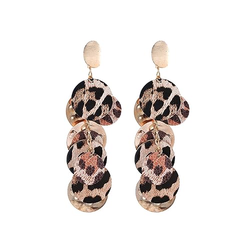 Modische Ohrhänger mit Leopardenmuster für Damen und Mädchen, Scheibe, Münzquaste, Einfädler, Bohemian-Statement-Ohrringe, Ohrstecker, übertriebenes Ohr, personalisierbar, Schmuck, Geschenke, BFF, von IMINI