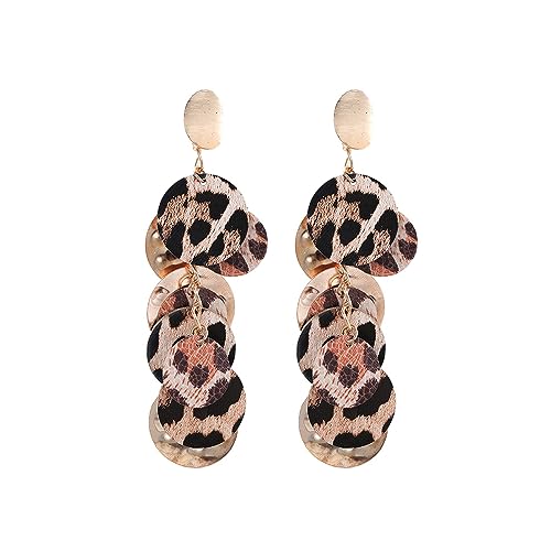 Mode Leopard Print Baumeln Tropfen Ohrringe für Frauen Mädchen Disc Münze Quaste Einfädler Ohrringe Bohemian Statement Ohrringe Ohrstecker Übertriebene Ohr Personalisierte Schmuck Geschenke BFF, von IMINI