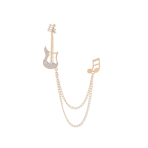 Modische Gitarre lange Kette Revers Brosche Pin mit Musiknote CZ Musikinstrument Quaste Pins für Frauen Mädchen Männer Anzug Pullover Mantel Jacke Rucksack Broschen Pins Musiker Party Schmuck von IMINI