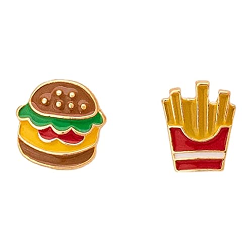 Niedliche Hamburger Pommes Frites Ohrstecker Sterlingsilber Pins Cartoon kleine Ohrstecker Statement Ohrstecker schöne Ohrschmuck Geschenke für Frauen Teenager Mädchen Xmas, Metall, Neu von IMINI