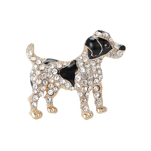 Niedliche Hunde-Brosche mit Strasssteinen – Emaille-Tier-Anstecknadel für Frauen und Mädchen, Tierliebhaber, zierliche Mode-Legierung, Accessoire, Schmuck für Anzüge, Kleider, Taschen oder Hüte, 4,0 von IMINI