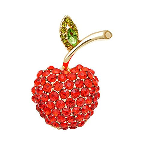 Niedliche rote Apfel-Ansteck Brosche für Frauen Mädchen Österreich Strass Kristall Obst Pin Clip Pullover Schals Jacken Kleid Anzug Rucksäcke Abzeichen Broschen Pins von IMINI