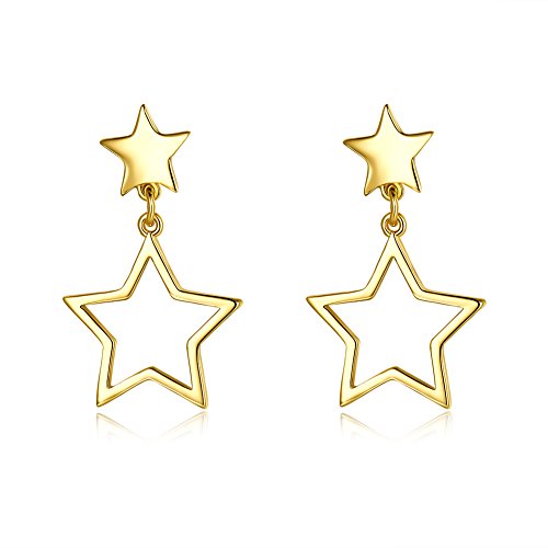 14K Gold Stern Ohrringe für Damen und Mädchen Glücks Stern Ohrringe Ohrstecker Tropfen Ohrringe Fashion Schmuck von IMINI