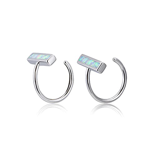 Opal Bar Ear Cuff Earrings Minimalist Stick Small Huggie Half Hoop Earrings Blue Opal Cartilage Stud Statement Hoops Tragus Piercing Fashion Jewelry Gifts for Women Girls BFF, Metall, Opal von IMINI