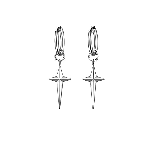 Kleine Kreolen für Männer und Frauen, Punk-Kreuz-Stern, aus Edelstahl, minimalistisch, personalisierbar, einfache Scharnier-Creolen, baumelnd, Hip-Hop, leicht, Piercing, Modeschmuck, Geschenke, von IMINI