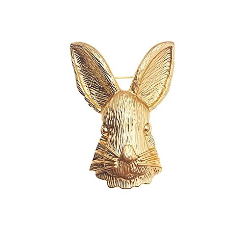 Punk Kaninchenkopf Brosche Pin für Frauen Mädchen Herren Golden Pet Animal Bunny Anstecknadel Abzeichen Hochzeit Blumenstrauß Zubehör für Kleid Kleidung Hut Mantel, Metall, Neu von IMINI