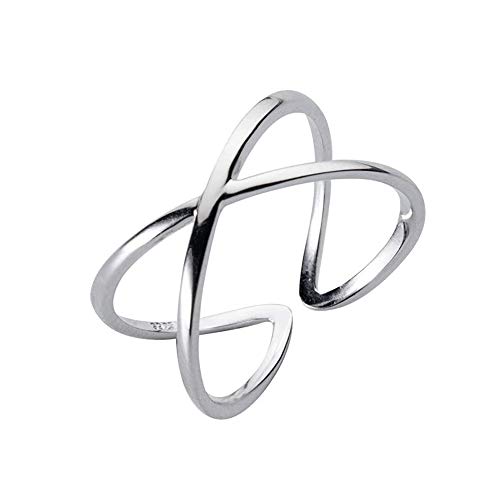 925 Sterling Silber Offener Criss Cross X Ring Poliert Verstellbar Verlobung Ehering Finger Wrap Ringe Minimalistischer Modeschmuck von IMINI