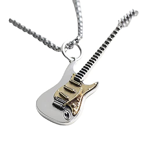 IMINI Rock Musik Gitarre Halskette für Männer Frauen Jungen Punk Gothic Anhänger Choker Halsketten Statement Mode Personalisiertes Geschenk Hip Hop Biker Schmuck für Borfriend Dad Bff Kette 60 cm von IMINI