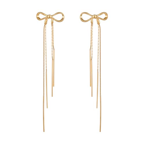 Schleife Baumelnd Lange Quastenkette Ohrringe für Damen Schleife Weihnachts Ohrringe Schleife Knoten Ohrstecker Edelstahl 18 Karat Vergoldet Weihnachts Feier Mode Schmuck Schleife Baumelnd Lange Quastenkette Ohrringe für Damen Schleife Weihnachts Ohrringe Schleife Knoten Ohrstecker Edelstahl 18 Karat Vergoldet Weihnachts Feier Mode Schmuck von IMINI