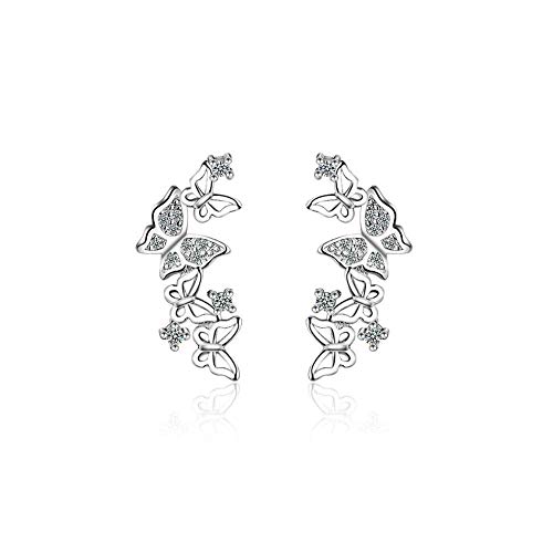 Schmetterling Sterling Silber CZ Manschette Wrap Ohrstecker Ohrringe für Frauen Mädchen Pierced Ohr Plated Mode Kubik Zirkonia Crawler Kletterer Hypoallergen von IMINI