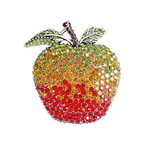 Strass-Apfel-Brosche für Damen und Mädchen, modisch, groß, Kristall, Obst, Schule, Abschluss, Statement, Anstecknadeln, niedliches Kleid, Zubehör, Festival, Ornament, Schmuck, Geschenk, Lehrer, von IMINI