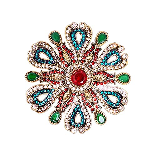 Strass Barock Blumenbrosche Pin für Frauen Mädchen Mode Rot Grün Kristall Große Schneeflocke Brosche Anstecknadeln Elegant Anhänger Kleid Zubehör Schmuck Boutonniere Corsage Geschenk Jahrestag, von IMINI