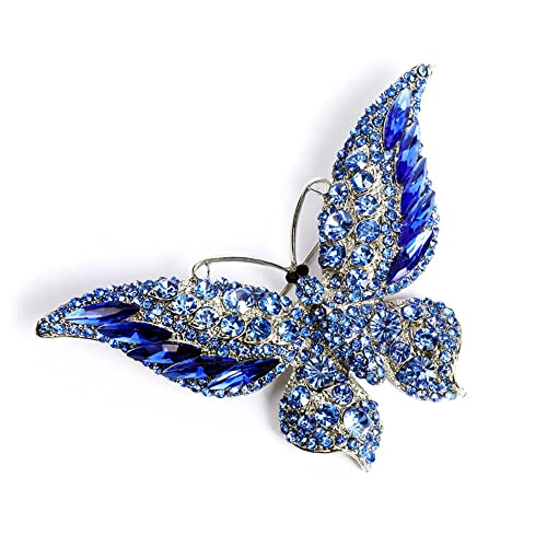 Strass Schmetterling Brosche Pin für Frauen Mädchen Mode Exquisite Big Blue Crystal Empress Monarch Flügel Broschen Anstecknadeln Elegant Kleid Accessoires Hochzeit Weihnachten Geburtstag Schmuck von IMINI