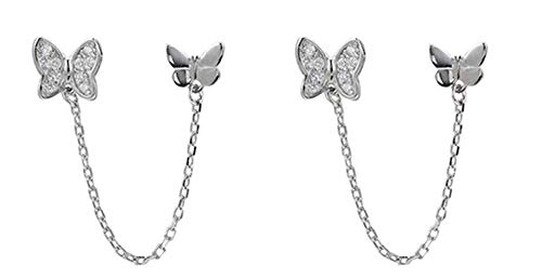 925 Sterling Silber Schmetterling Ohrringe für Frauen Mädchen Zirkonia Einfädler Quaste Kette Ohrringe Baumeln Ohrringe Ohrstecker von IMINI