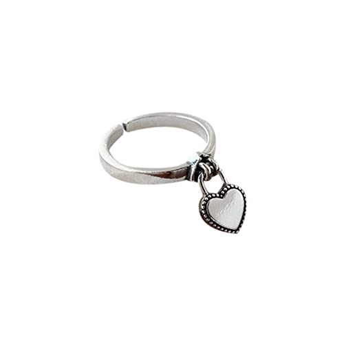 Vintage Herz 925 Sterling Silber Offene Band Ringe für Damen Mädchen Erweiterbar Verstellbar Liebesherz Verlobung Liebes Ringe Finger Band von IMINI