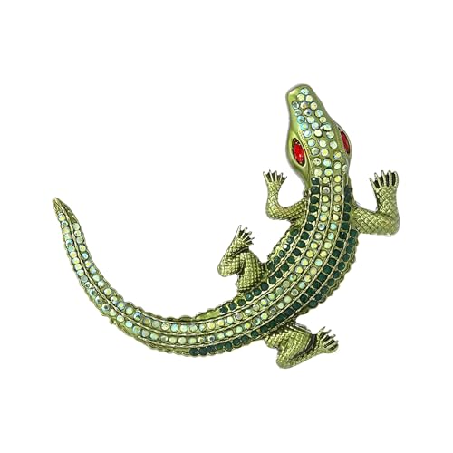 Vintage Krokodil Kristall Brosche Anstecknadel für Damen Herren Funkelnde Reptilien Strass Zubehör Anstecknadel für Anzüge & Kleider Weihnachten Party Tier Schmuck Geschenke, Large, Metall von IMINI