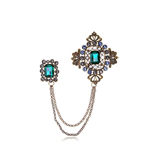 Vintage Quaste Brosche für Damen & Herren - zierliche Smaragd CZ Kristalle Anstecknadel Antik Stil Statement Schmuck für Hochzeiten & formelle Veranstaltungen Vielseitiges Kleid Accessoire, Metall von IMINI