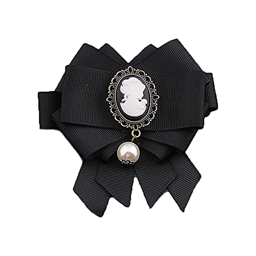Vorgebundene Brosche Großer Schleife Viktorianische Damen Kamee Kunstperlen Baumelnd Clip Krawattenhalsband Schmuck für Frauen Damen von IMINI