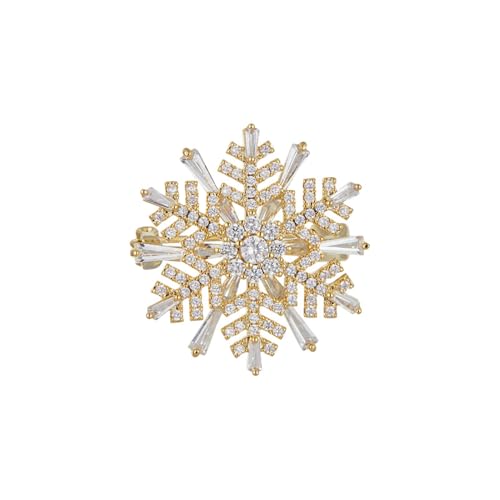 Weihnachten Schneeflocke Brosche Pin für Weihnachten Strass Kubischer Zirkon Winter Blume Anstecknadel Thanksgiving Abzeichen Corsage Scraf Clip Urlaub Party Zubehör Schmuck (Gold) von IMINI