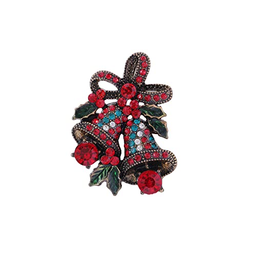 Weihnachts-Brosche, rote Zirkonia, zierliche Blume, Weihnachtsglöckchen, Brosche, Clip, Anstecknadel, Weihnachts-Anstecknadel, niedliches Weihnachtszubehör, Schmuck, Geschenke für Frauen, Mädchen, von IMINI