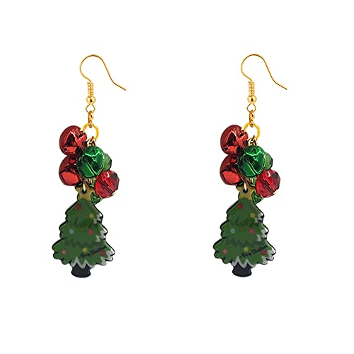 Weihnachtsbaum, rot, grün, Weihnachtsglocke, niedliches Ornament, baumelnde Ohrringe für Frauen, Teenager, Mädchen, Haken, baumeln, hypoallergen, Urlaub, Festival, Party, Schmuck, Geschenk für von IMINI