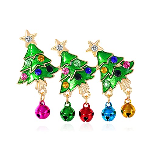 Weihnachtsbaum Brosche für Damen Mädchen Jingle Bell Reversnadeln Baumelnde Charm Corsage Abzeichen Pins Weihnachts Schmuck von IMINI