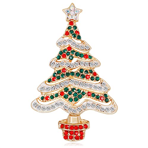 Weihnachtsbaum Brosche für Damen Mädchen Zirkonia Weihnachts Anstecknadeln Strass Corsage Party Accessoires Schmuck von IMINI