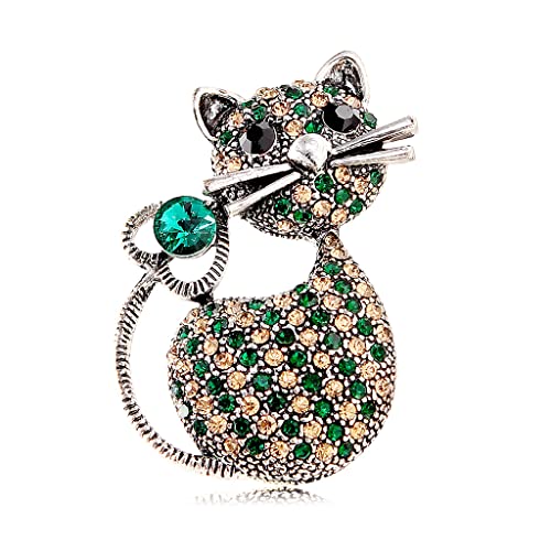 Zierliche Katzen-Brosche Pin Pullover Schal Clip Pin Strass Zirkonia Tier Haustier Dekoration Kragen Broschen Pin für Frauen Mädchen Revers Schals Kleid Anzug Rucksäcke Niedlich Schmuck Geschenke, von IMINI