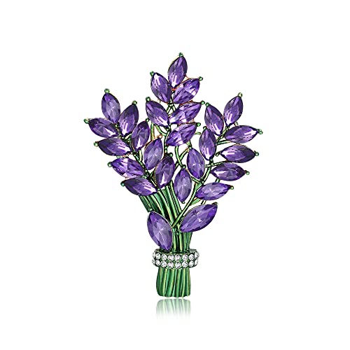 Zierliche Lavendel-Brosche für Frauen Mädchen lila Strass Kristall CZ Blume Boutonniere Anstecknadel Broschen Anstecknadeln Schal Clip Zubehör für Stoffkleid Hochzeit Party von IMINI