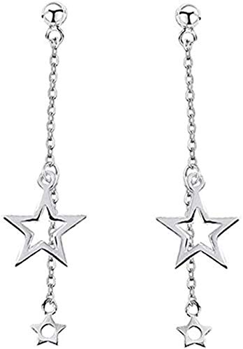 Zierliche Lucky Star baumelnde Ohrstecker aus S925er Sterlingsilber für Frauen und Mädchen Einfädler Quaste Kette baumelnder Charm Ohrringe Creolen hypoallergen schicker Schmuck Weihnachtsgeschenke von IMINI